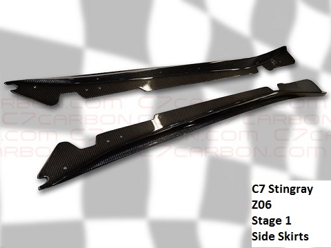 C7 Stingray, Grand Sport, Z06 Corvette Carbon Fiber Style and Others Styles, Side Skirts - Stage 1 Pair